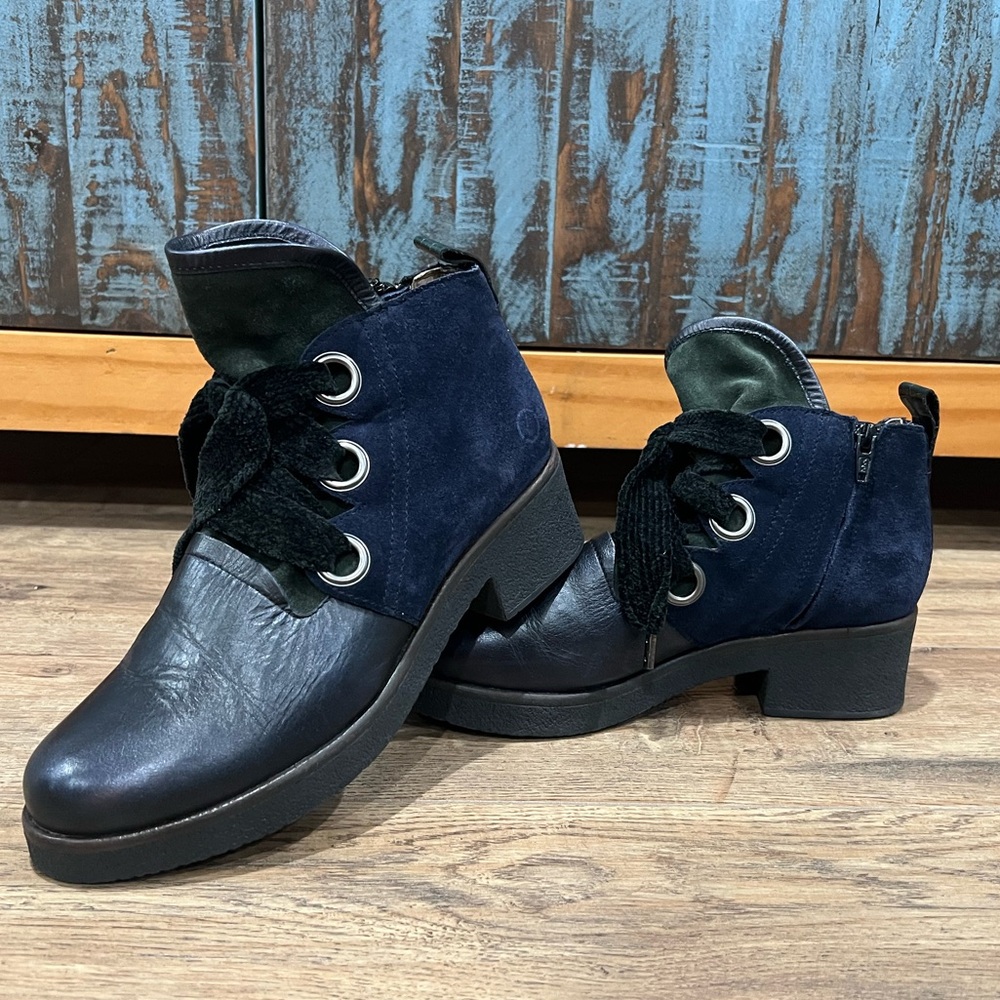 Casta Larga Suede Leather Blue Ankle Boots Size 38